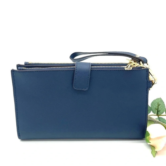 Michael Kors Large Double Zip Wallet Wristlet Navy Blue (NWT) - Picture 4 of 7